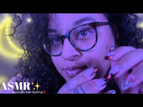 ASMR ~ Tapping on my 🌹Romantic🌹 Valentines Day Nails ~ acrylic nail tapping, mouth sounds, chit chat