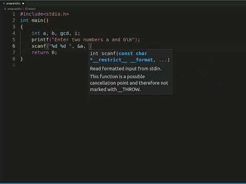gcd of two numbers program in c programming | c programming in Linux Ubuntu(day-32)