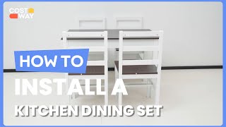 How to Install the 5 Pieces Solid Wood Compact Kitchen Dining Set | HW68785 #costway #howto