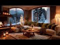 Calm Jazz & Fireplace Sounds for Study, Work ☕ Soft Winter Jazz in Snowy Cabin Ambience