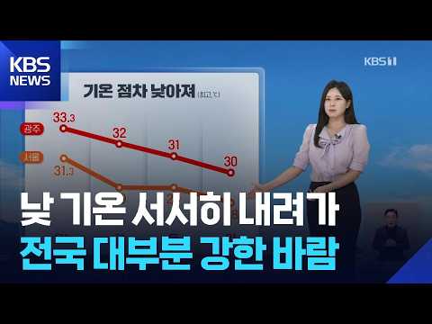 [날씨] 낮 기온 서서히 내려가…전국 대부분 강한 바람 / KBS  2026.09.03.