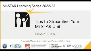 Mi-STAR Learning Series - Make Good Decisions: Tips to Streamline Units and Manage Pacing, 10/19/22