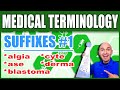 Algia, Ase, Blastoma, Cyte, Derma Medical Term Meaning | Memorize Premed Terminology Suffixes 1