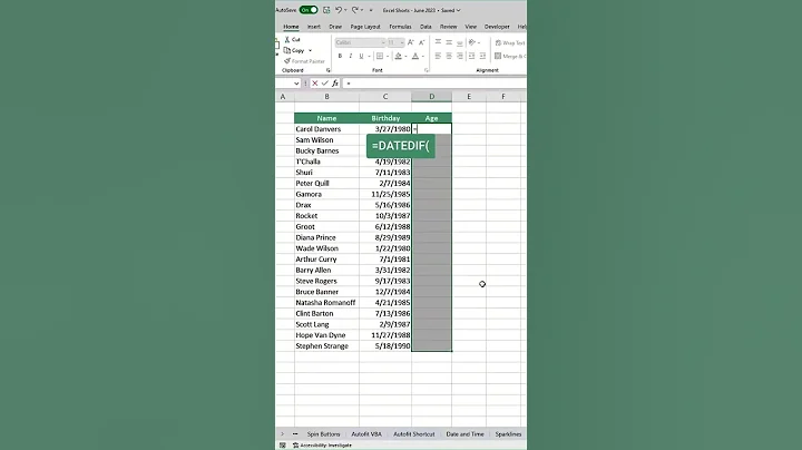 How To Calculate Age In MS Excel | MS Excel Tips #msexcel #tips #microsoft