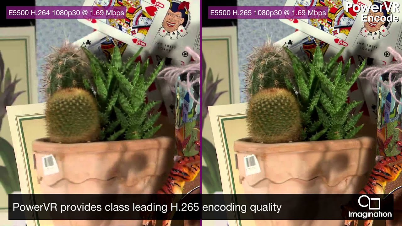 PowerVR Series5 video encoders H.265 vs H.264 quality YouTube