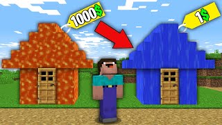 Minecraft NOOB vs PRO:NOOB BOUGHT LAVA HOUSE FOR 1000$ VS WATER HOUSE FOR 1$!Challenge 100% trolling