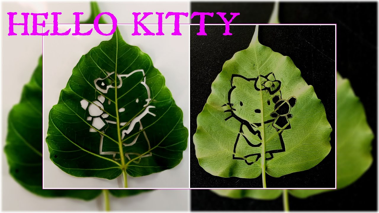 DIY Hello Kitty Leaf Art