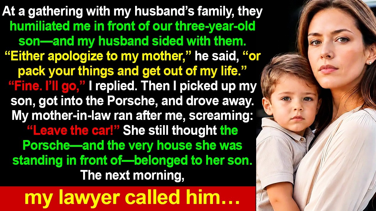 My Husband Ordered Me to Apologize or Get Out—Then His Mother Screamed, “Leave the Porsche!”