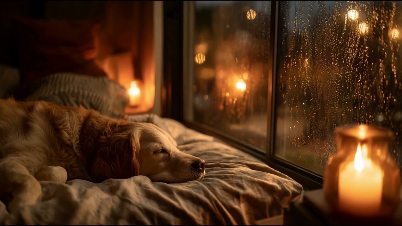 Sleepy Dog Lofi 🌧 Rainy Night Piano for Deep Sleep