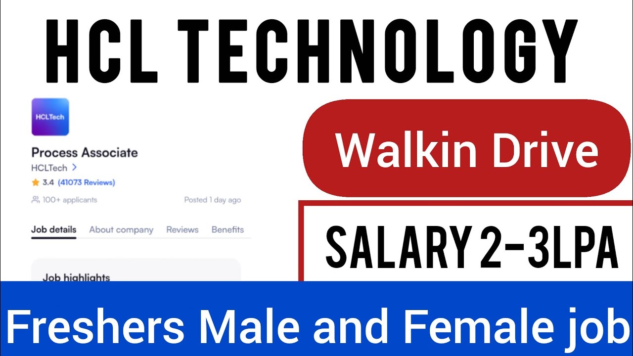 HCL Walk-in Drive | Voice Process | Chennai 2025| Freshers Job 