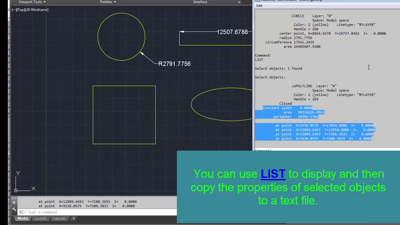Guide to use LIST command in Autocad - Autocad tutorial _ Autocad for ...