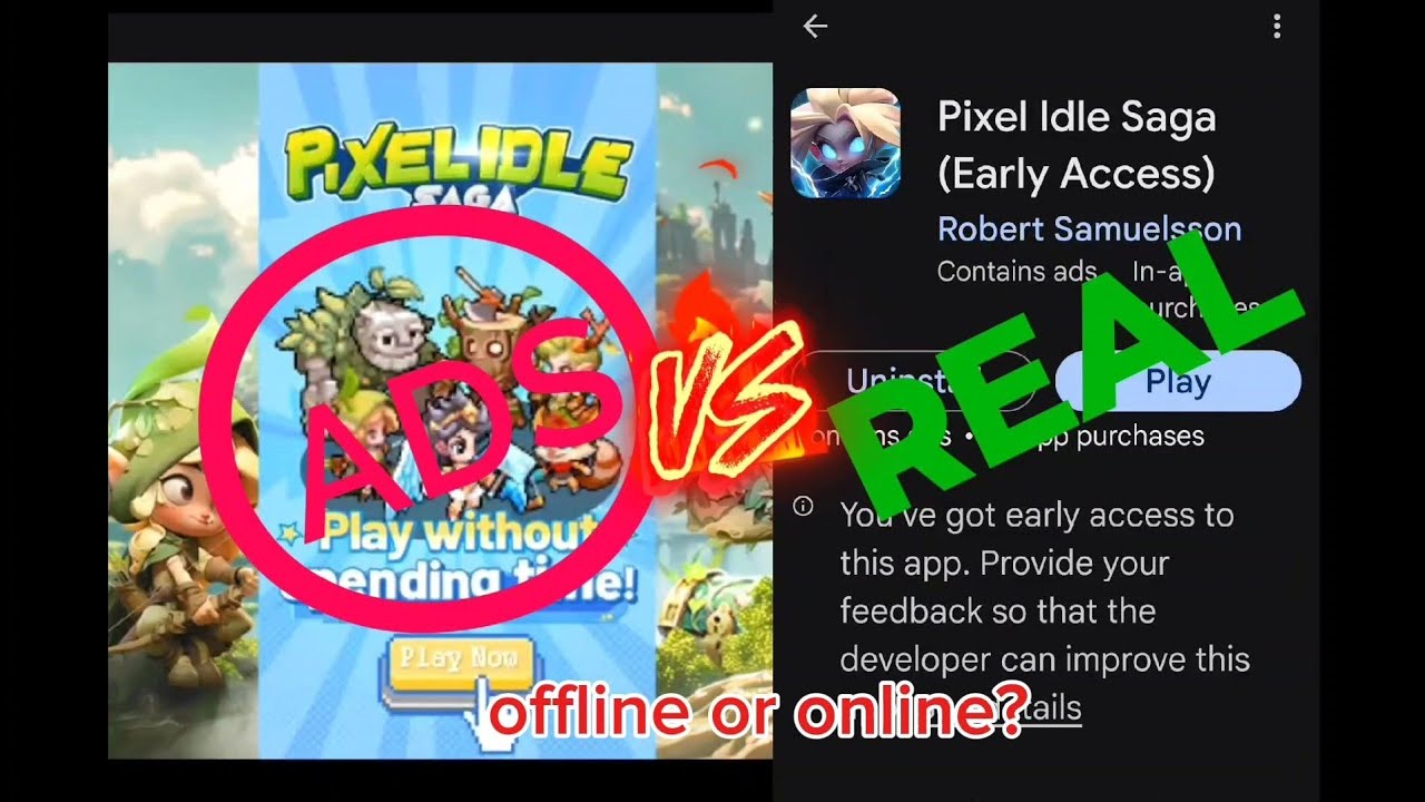 ads vs real 2024 / pixel idle saga gameplay 