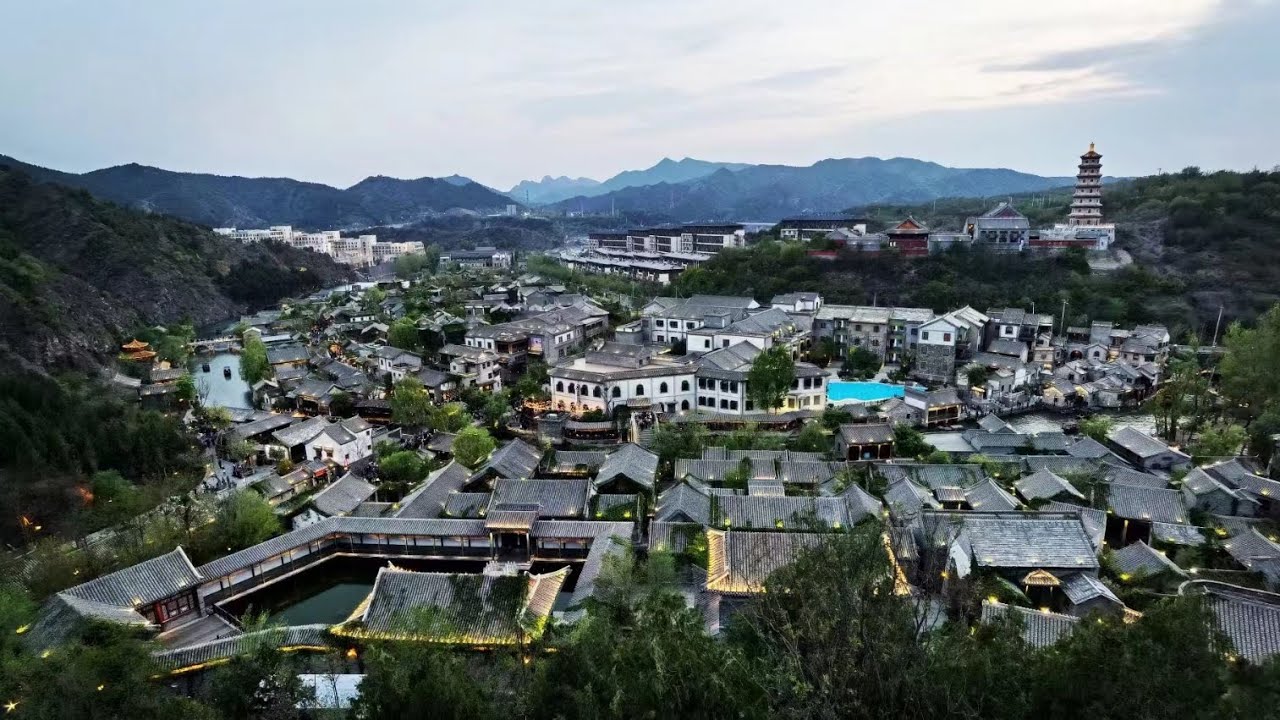 Live: Aerial view of Gubei Water Town - A unique village by the Great Wall