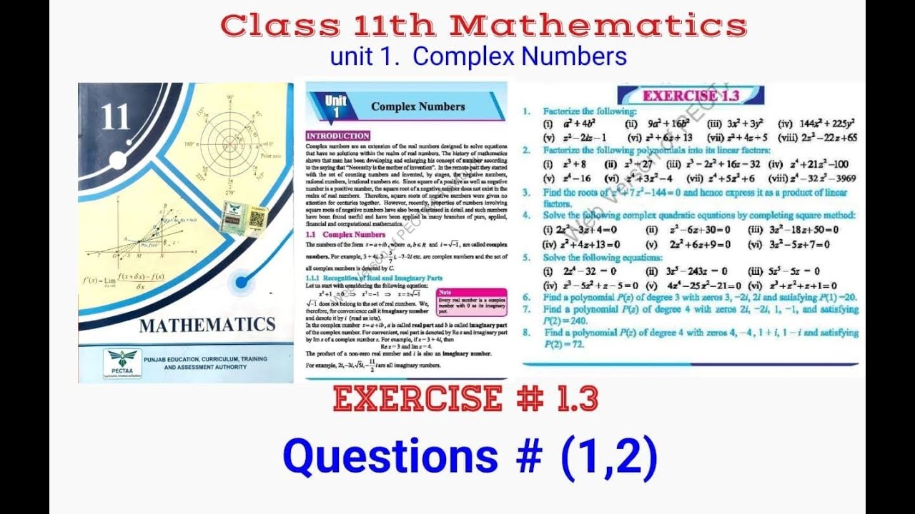 Complex Numbers Excercise # 1.3 Qs.1,2 /urdu/hindi/Punjabians Educational Mentors