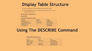 Display Table StructureUsing The DESCRIBE Command