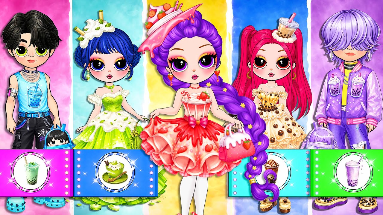 KPop Demon Hunters : Huntrix & Saja Boys Glow Up in MILKTEA Fashion | DIY Paper Fashion Dolls