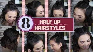 8 Half Up Half Down Hairstyles | 5 Minutes Hairstyles for Short Hair | EASY Hair Tutorial