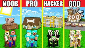 Minecraft Battle: ZOO PET SHOP HOUSE BUILD CHALLENGE - NOOB vs PRO vs HACKER vs GOD / Animation
