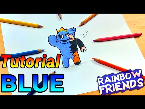 COMO DESENHAR o BLUE ORIGEM do ROBLOX RAINBOW FRIENDS  how to draw blue  from roblox rainbow friends 