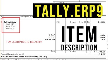 Item Description in Tally ERP9