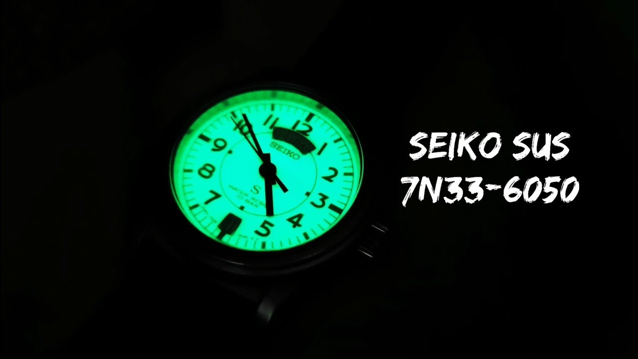 Seiko SUS 7N33-6050 Military Full Lume Dial - YouTube