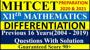 derivatives| differentiation | mht cet 2020 & 2021 preparation | chapterwise questions