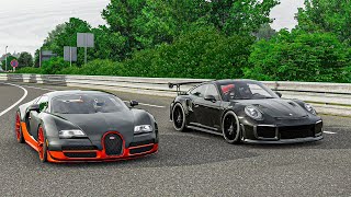 Forza 7 Drag race: Bugatti Veyron SS vs 2018 Porsche 911 GT2 RS (1000hp)
