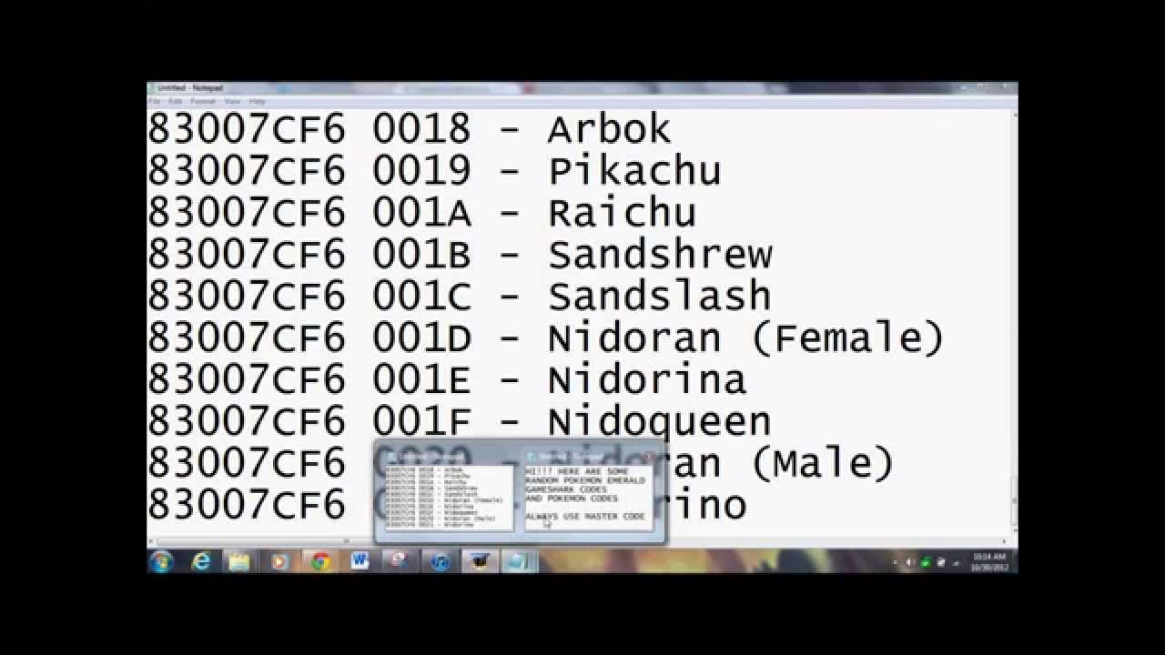 POKEMON EMERALD GAMESHARK CHEATS FOR POKEMON AND IMPORTANT ITEMS