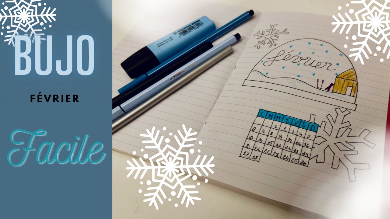 BUJO février - super facile - sans dessins - bullet journal - YouTube