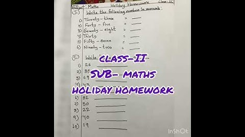 Class : II Maths Holiday homework