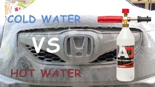 hot water vs cold water on a foam lance