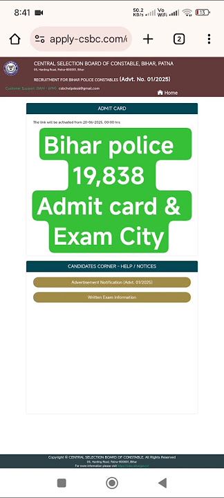 Bihar police 19,838 (2025) Admit card download | admit card download kaise kare