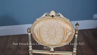 Pair French Neo Classical Chairs Painted Louis XVI Revival
