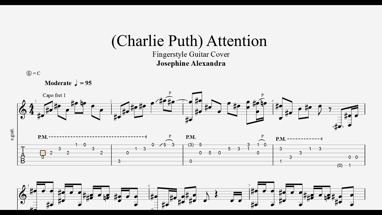 Attention - Charlie Puth - Josephine Alexandra - Guitar Tab - Tone D