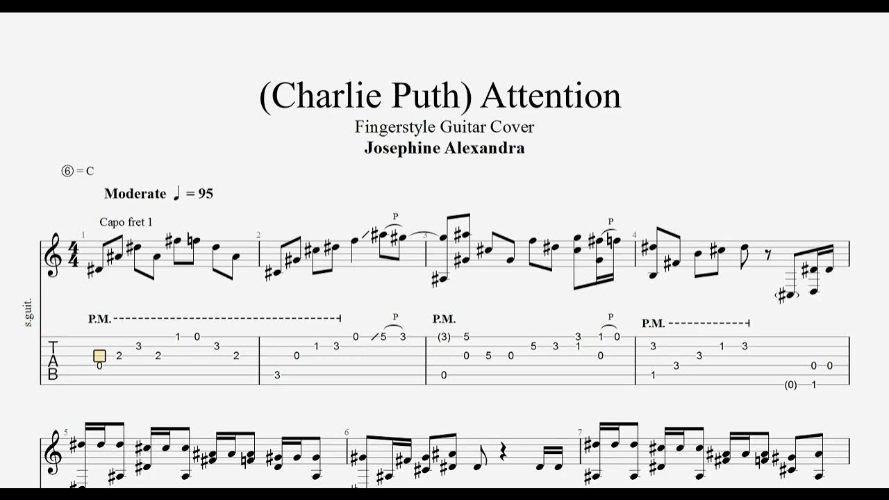 Attention / Charlie Puth / Josephine Alexandra / Guitar Tab YouTube