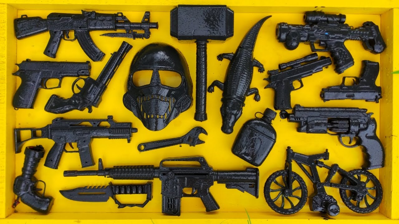 AK47 gun, M16 weapon, Glock pistol, Shotgun, Cowboy pistol, Revolver ...