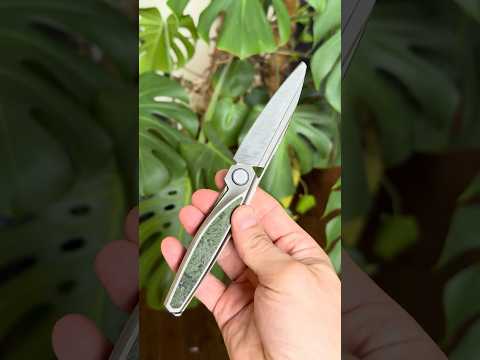 Rike Baidi Reground M390 Green CF Richard Wu Titanium Framelock Folder no hardware  Knife