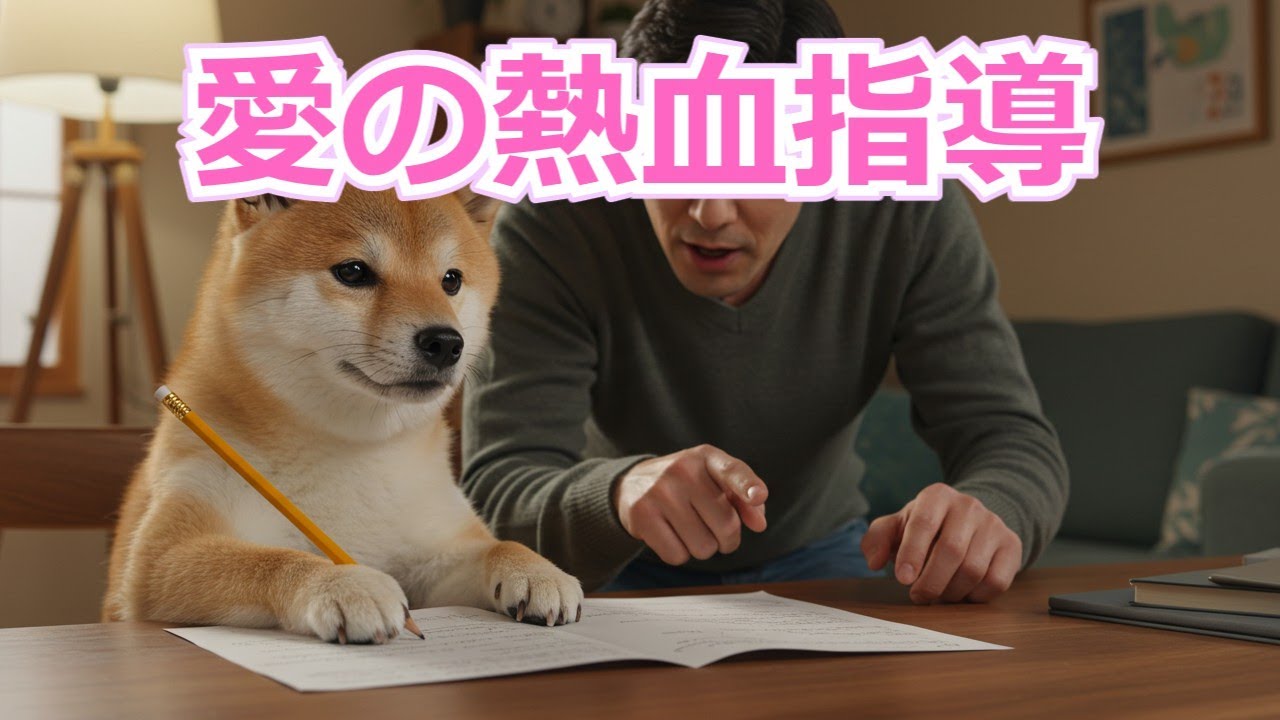 勉強しない柴息子のために人間の家庭教師を付けました。 #ai #aiクッキング #ai生成