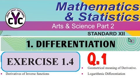 Exercise 1.4 (Q. 1) | Differentiation | Chapter 1 | maths part 2 | class 12 | MH board