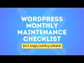 Monthly WordPress Maintenance Checklist