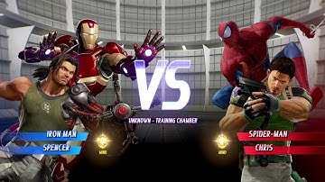 Iron Man and Spencer vs Spider-man and Chris