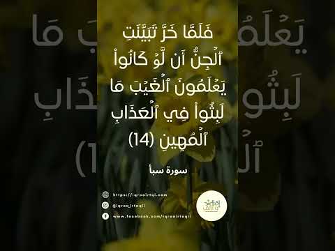 فلما خر تبينت الجن أن لو كانوا يعلمون الغيب ما لبثوا في العذاب المهين