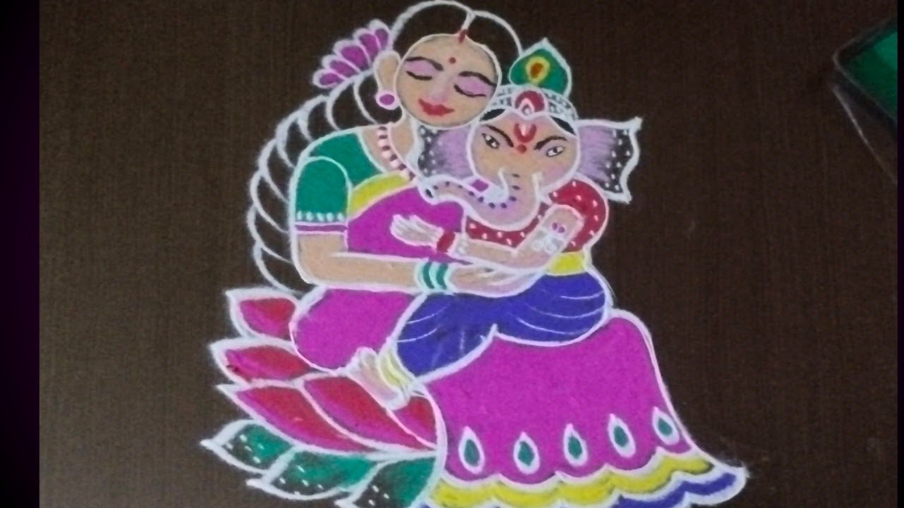 Easy, creative Ganesh rangoli design for Ganesh chaturthi with dots/easy rangoli @NSchannelrangoli