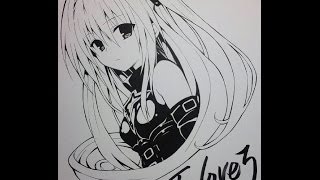 とらぶるのヤミをイラスト色紙風に描いてみた Drawing Golden Darkness From Tolove Ru Youtube