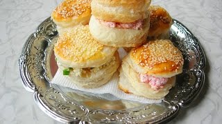 Булочки из слоеного теста с творогом Булочки из слоеного теста с творогом
