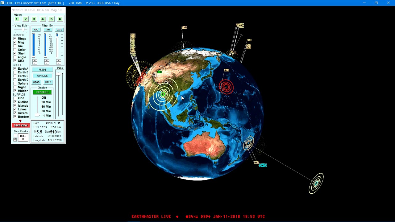 6.0 earthquake Myanmar. Deep 5.5 near Fiji Islands 1/11/2018