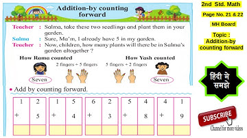 2nd Std Math | Addition-by counting forward | Page No. 21 & 22 | HINDI EXPLANATION