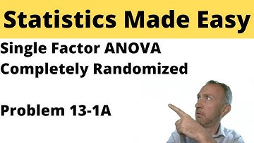 Statistics - Module 13 - Single Factor ANOVA Completely Randomized - Problem 13-1Aa