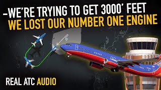 Engine Failed Right After Takeoff. Southwest Boeing 737. REAL ATC