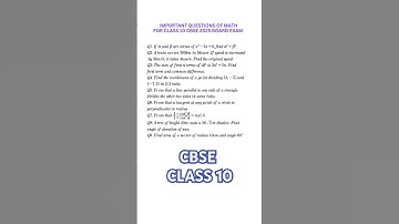 class 10 math important questions 2025 board exam  cbse #cbseclass10